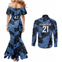 Custom Yorkshire Vikings Heritage Pride Couples Matching Mermaid Dress and Long Sleeve Button Shirt White Rose of Yorkshire - Wonder Print Shop