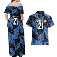 Custom Yorkshire Vikings Heritage Pride Couples Matching Off Shoulder Maxi Dress and Hawaiian Shirt White Rose of Yorkshire - Wonder Print Shop