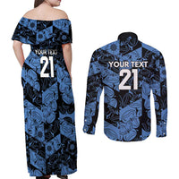 Custom Yorkshire Vikings Heritage Pride Couples Matching Off Shoulder Maxi Dress and Long Sleeve Button Shirt White Rose of Yorkshire - Wonder Print Shop