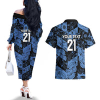 Custom Yorkshire Vikings Heritage Pride Couples Matching Off The Shoulder Long Sleeve Dress and Hawaiian Shirt White Rose of Yorkshire - Wonder Print Shop