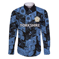 Custom Yorkshire Vikings Heritage Pride Family Matching Off The Shoulder Long Sleeve Dress and Hawaiian Shirt White Rose of Yorkshire - Wonder Print Shop