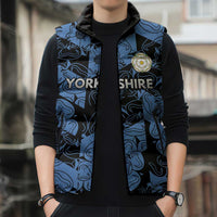 Custom Yorkshire Vikings Heritage Pride Sleeveless Puffer Jacket White Rose of Yorkshire - Wonder Print Shop
