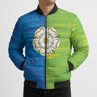 Yorkshire Heritage Personalized Bomber Puffer Jacket East Yorkshire White Rose - Wonder Print Shop
