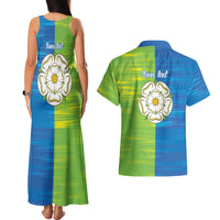 Yorkshire Heritage Personalized Couples Matching Tank Maxi Dress and Hawaiian Shirt East Yorkshire White Rose - Wonder Print Shop