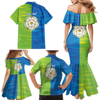 Yorkshire Heritage Personalized Family Matching Mermaid Dress and Hawaiian Shirt East Yorkshire White Rose - Wonder Print Shop