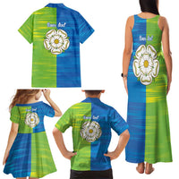 Yorkshire Heritage Personalized Family Matching Tank Maxi Dress and Hawaiian Shirt East Yorkshire White Rose - Wonder Print Shop