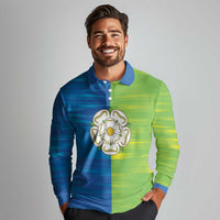 Yorkshire Heritage Personalized Long Sleeve Polo Shirt East Yorkshire White Rose - Wonder Print Shop