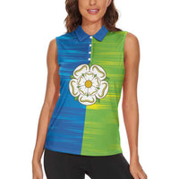 Yorkshire Heritage Personalized Women Sleeveless Polo Shirt East Yorkshire White Rose - Wonder Print Shop