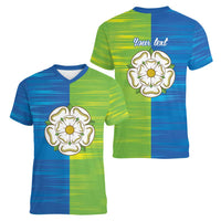 Yorkshire Heritage Personalized Women V-Neck T-Shirt East Yorkshire White Rose - Wonder Print Shop