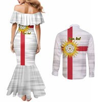 Yorkshire Heritage Personalized Couples Matching Mermaid Dress and Long Sleeve Button Shirt West Yorkshire White Rose - Wonder Print Shop