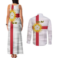 Yorkshire Heritage Personalized Couples Matching Tank Maxi Dress and Long Sleeve Button Shirt West Yorkshire White Rose - Wonder Print Shop