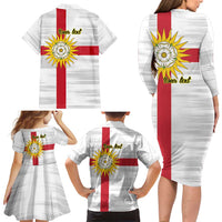 Yorkshire Heritage Personalized Family Matching Long Sleeve Bodycon Dress and Hawaiian Shirt West Yorkshire White Rose - Wonder Print Shop