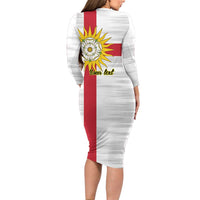 Yorkshire Heritage Personalized Family Matching Long Sleeve Bodycon Dress and Hawaiian Shirt West Yorkshire White Rose - Wonder Print Shop