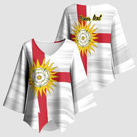 Yorkshire Heritage Personalized Kimono Sleeve Blouse West Yorkshire White Rose - Wonder Print Shop