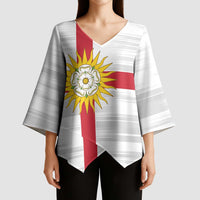 Yorkshire Heritage Personalized Kimono Sleeve Blouse West Yorkshire White Rose - Wonder Print Shop