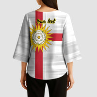Yorkshire Heritage Personalized Kimono Sleeve Blouse West Yorkshire White Rose - Wonder Print Shop