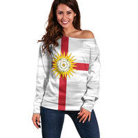Yorkshire Heritage Personalized Off Shoulder Sweater West Yorkshire White Rose - Wonder Print Shop