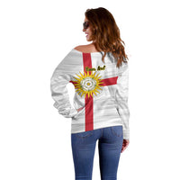 Yorkshire Heritage Personalized Off Shoulder Sweater West Yorkshire White Rose - Wonder Print Shop