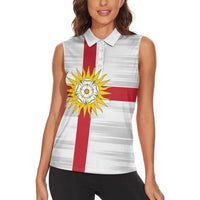 Yorkshire Heritage Personalized Women Sleeveless Polo Shirt West Yorkshire White Rose - Wonder Print Shop