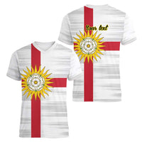 Yorkshire Heritage Personalized Women V-Neck T-Shirt West Yorkshire White Rose - Wonder Print Shop