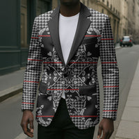 Charcoal Black Hearts Crown Traditional Geometry Blazer Seanamarena Basotho Blanket Inspired