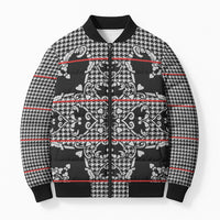 Charcoal Black Hearts Crown Traditional Geometry Bomber Puffer Jacket Seanamarena Basotho Blanket Inspired