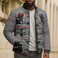 Charcoal Black Hearts Crown Traditional Geometry Bomber Puffer Jacket Seanamarena Basotho Blanket Inspired