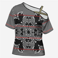 Charcoal Black Hearts Crown Traditional Geometry Cross Shoulder Shirt Seanamarena Basotho Blanket Inspired