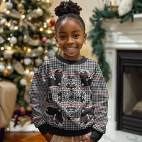 Charcoal Black Hearts Crown Traditional Geometry Kid Ugly Christmas Sweater Seanamarena Basotho Blanket Inspired