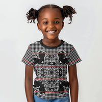 Charcoal Black Hearts Crown Traditional Geometry Kid T shirt Seanamarena Basotho Blanket Inspired