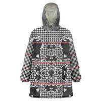 Charcoal Black Hearts Crown Traditional Geometry Kid Wearable Blanket Hoodie Seanamarena Basotho Blanket Inspired