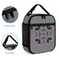 Charcoal Black Hearts Crown Traditional Geometry Lunch Bag Seanamarena Basotho Blanket Inspired