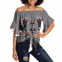Charcoal Black Hearts Crown Traditional Geometry Off Shoulder Wrap Waist Top Seanamarena Basotho Blanket Inspired