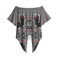 Charcoal Black Hearts Crown Traditional Geometry Off Shoulder Wrap Waist Top Seanamarena Basotho Blanket Inspired