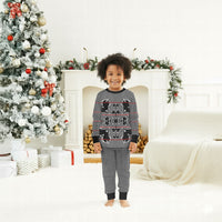 Charcoal Black Hearts Crown Traditional Geometry Christmas Pajama Set Seanamarena Basotho Blanket Inspired