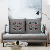 Charcoal Black Hearts Crown Traditional Geometry Pillow Cover Seanamarena Basotho Blanket Inspired