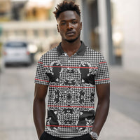Charcoal Black Hearts Crown Traditional Geometry Polo Shirt Seanamarena Basotho Blanket Inspired