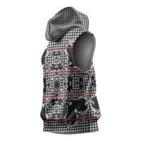 Charcoal Black Hearts Crown Traditional Geometry Sleeveless Hoodie Seanamarena Basotho Blanket Inspired