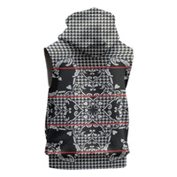 Charcoal Black Hearts Crown Traditional Geometry Sleeveless Zip Hoodie Seanamarena Basotho Blanket Inspired