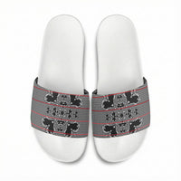 Charcoal Black Hearts Crown Traditional Geometry Slide Sandals Seanamarena Basotho Blanket Inspired
