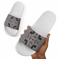 Charcoal Black Hearts Crown Traditional Geometry Slide Sandals Seanamarena Basotho Blanket Inspired
