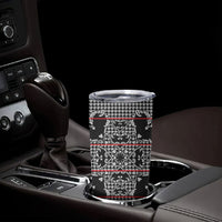 Charcoal Black Hearts Crown Traditional Geometry Tumbler Cup Seanamarena Basotho Blanket Inspired