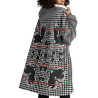 Charcoal Black Hearts Crown Traditional Geometry Wearable Blanket Hoodie Seanamarena Basotho Blanket Inspired