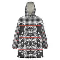 Charcoal Black Hearts Crown Traditional Geometry Wearable Blanket Hoodie Seanamarena Basotho Blanket Inspired