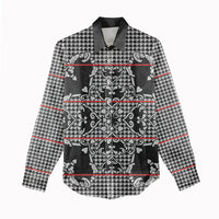 Charcoal Black Hearts Crown Traditional Geometry Women Casual Shirt Seanamarena Basotho Blanket Inspired