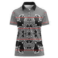 Charcoal Black Hearts Crown Traditional Geometry Women Polo Shirt Seanamarena Basotho Blanket Inspired
