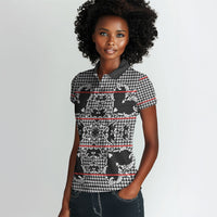 Charcoal Black Hearts Crown Traditional Geometry Women Polo Shirt Seanamarena Basotho Blanket Inspired