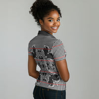 Charcoal Black Hearts Crown Traditional Geometry Women Polo Shirt Seanamarena Basotho Blanket Inspired