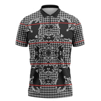Charcoal Black Hearts Crown Traditional Geometry Zipper Polo Shirt Seanamarena Basotho Blanket Inspired