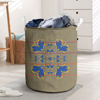 Cobalt Blue Hearts Crown Traditional Geometry Laundry Basket Seanamarena Basotho Blanket Inspired